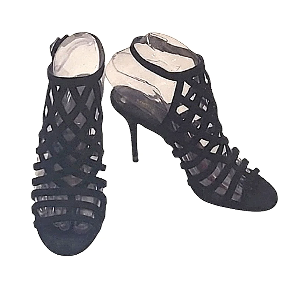 Michael Kors Trinity Ankle Strap Cage Sandal Suede Stiletto Slingback High Heel